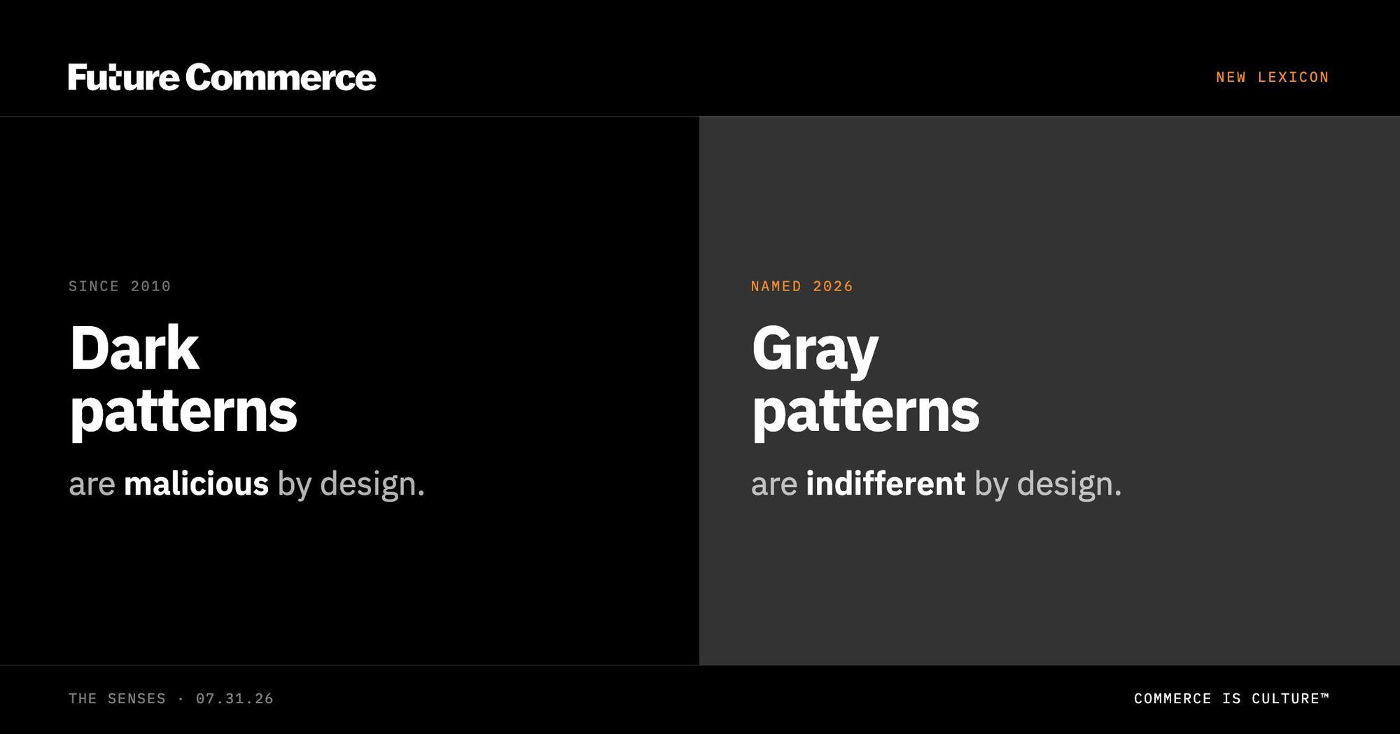 Taxonomy Alert: Gray Patterns, The Senses by Future Commerce